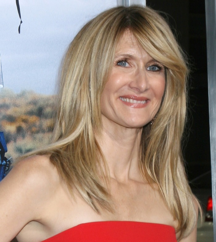 Laura Dern in a red strapless dress from the SAFiYAA Spring 2014 collection