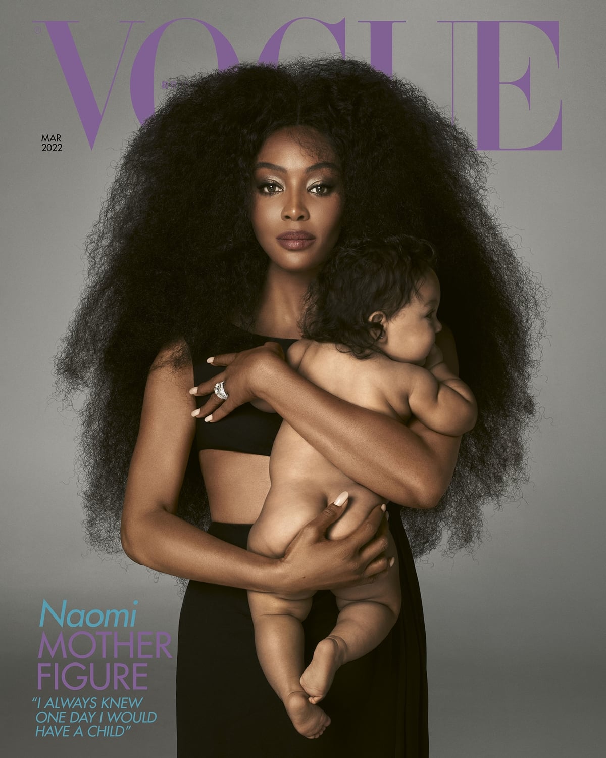 Naomi Campbell holds her daughter close on the cover of British Vogue‘s March 2022 issue