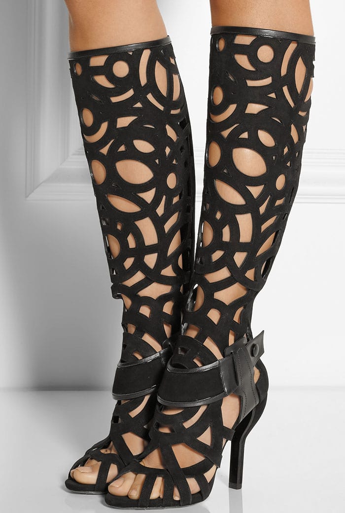 Nicholas Kirkwood Gabo Laser-Cut Suede Knee Boots