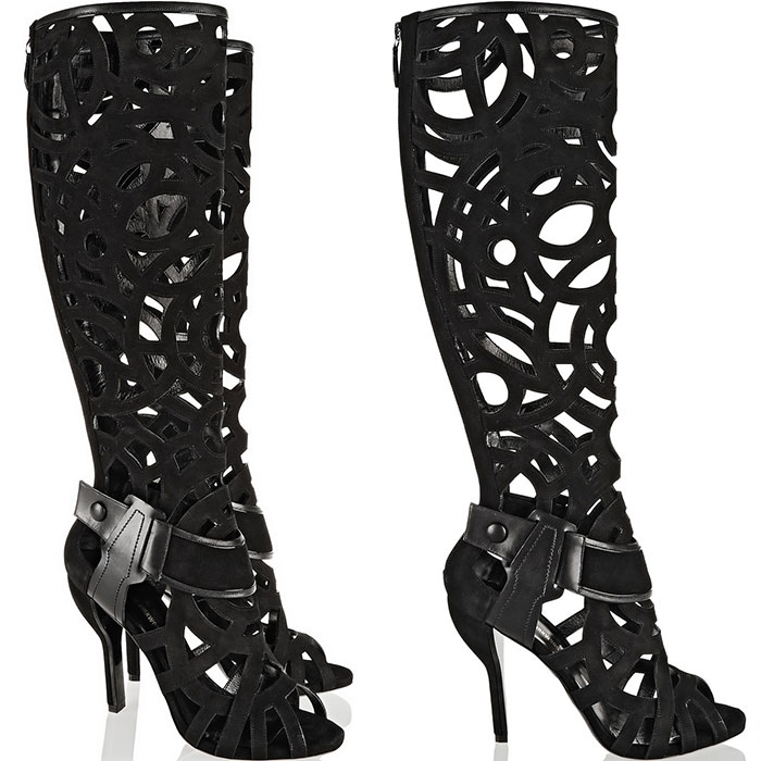 Nicholas Kirkwood Gabo Laser-Cut Suede Knee Boots