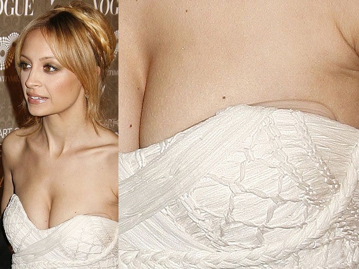 Nicole Richie's dress featured a wired sweetheart neckline that seemingly accommodated her pregnancy breasts