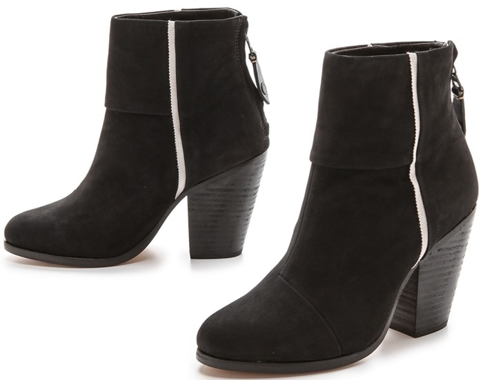 Rag & Bone Black Classic Newbury Booties with Piping Grey