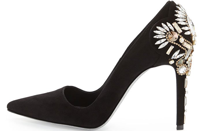 Rene Caovilla Crystal-Embellished Suede Pumps