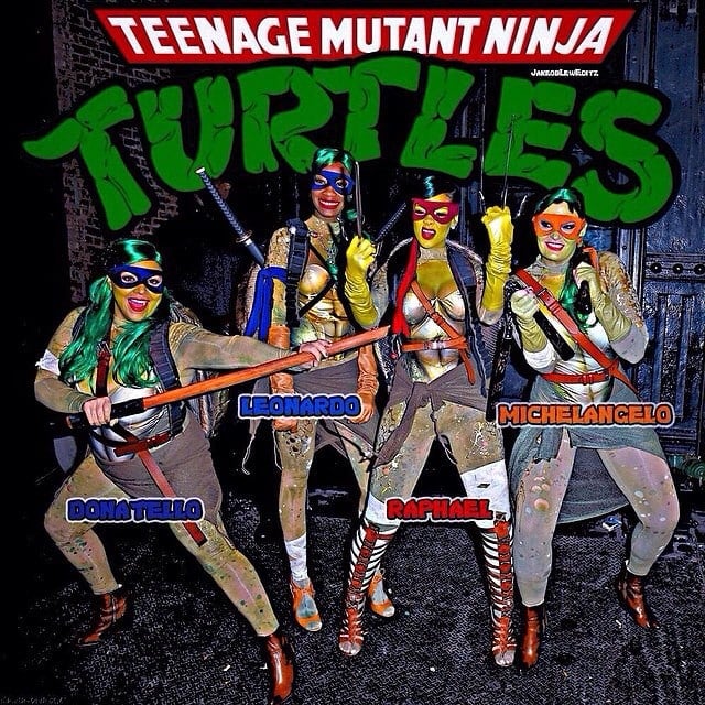 Rihanna and her posse in their Ninja Turtles costumes for Halloween - posted on November 3, 2014