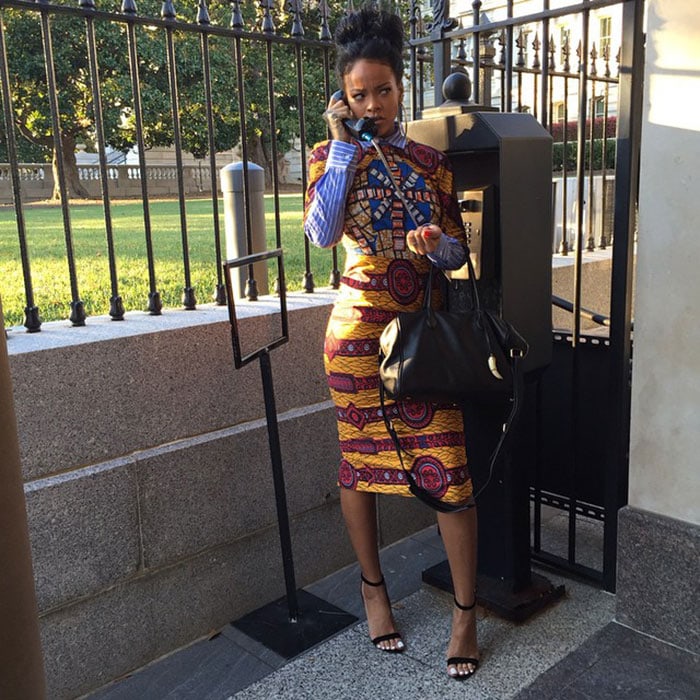 Rihanna channels her inner Olivia Pope in a striking African-inspired look