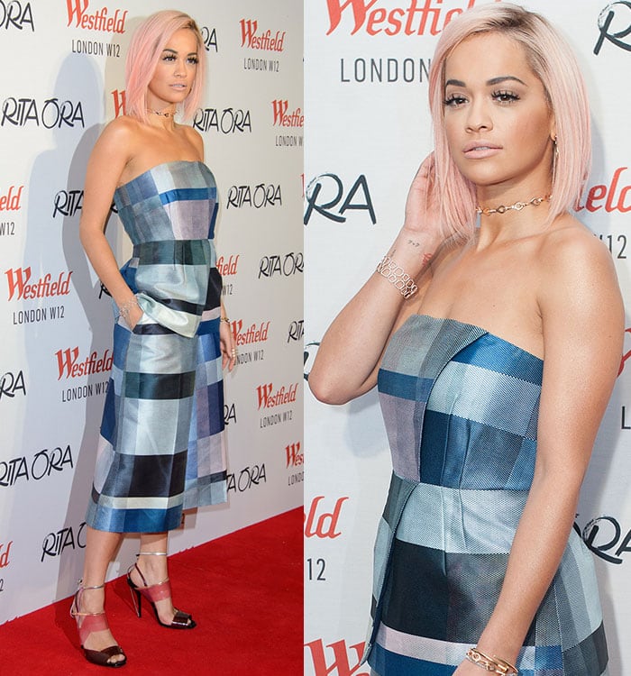 Rita Ora ditched her signature red lipstick for a nude shade