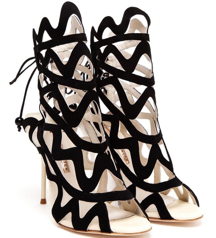 Sophia Webster Mila Suede Cutout Peeptoe Bootie Black