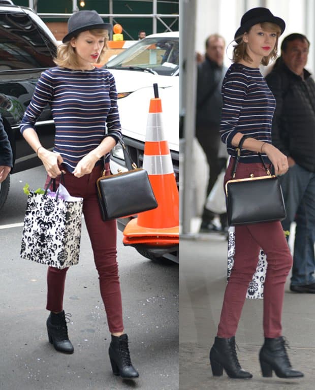 Taylor Swift wears a fedora hat and jeans while running errands