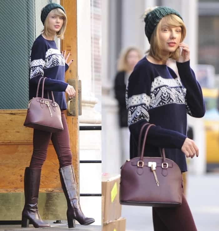 Taylor Swift leaves her apartment in New York City with her favorite Aldo purse