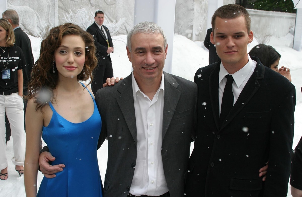 Emmy Rossum, director Roland Emmerich, and Austin Nichols at the premiere of 'The Day After Tomorrow'