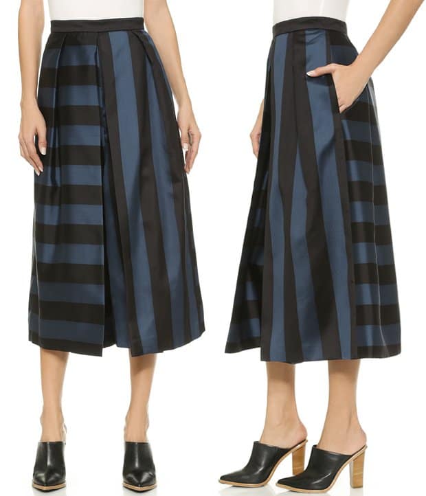 Deep pleats create a cool, swingy profile on these striped Tibi trousers.
