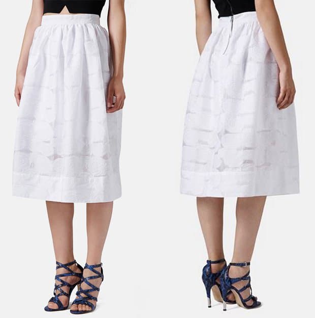 Topshop Rose Jacquard Midi Skirt
