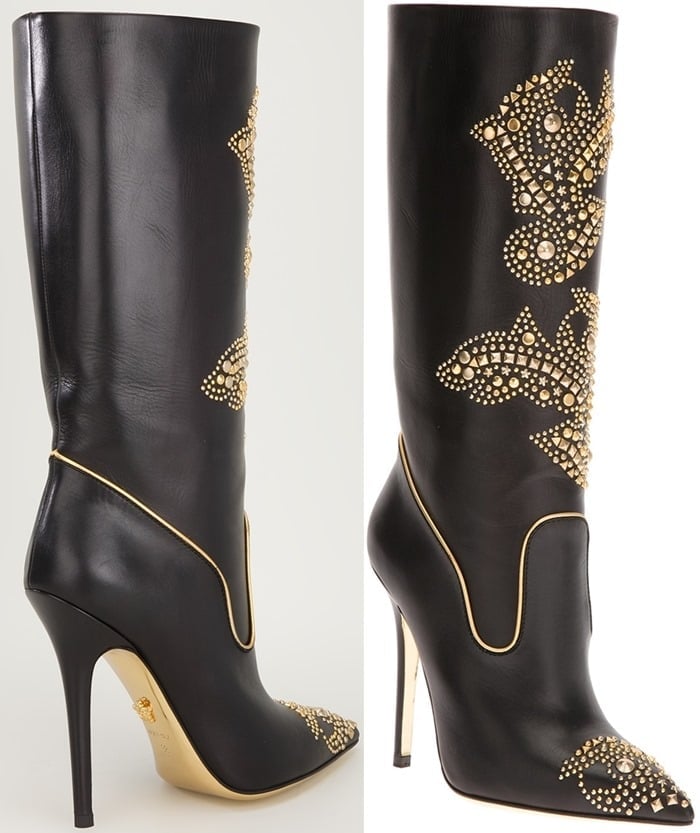 Versace Black Studded Boots