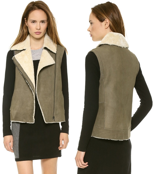 Vince Asymmetric Shearling Vest