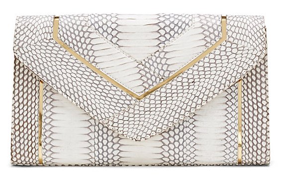 White Snake-Embossed Vince Camuto "Enve" Clutch