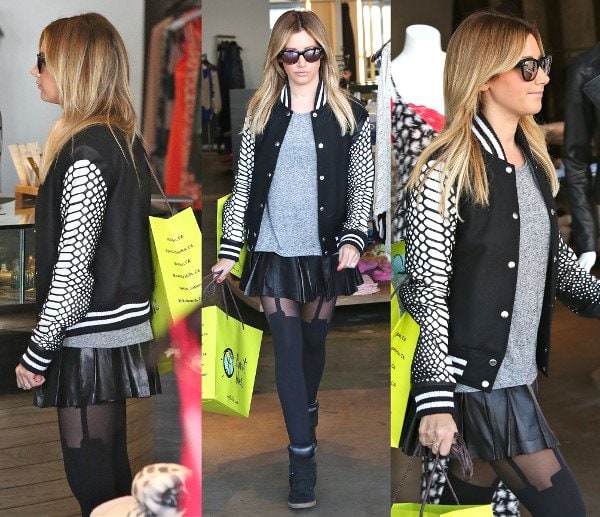 Ashley Tisdale pulls off the monotone look while shopping at Planet Blue in Beverly Hills on December 12, 2013