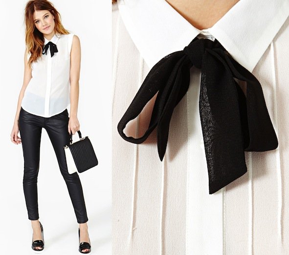 Bonjour Blouse in White/Black