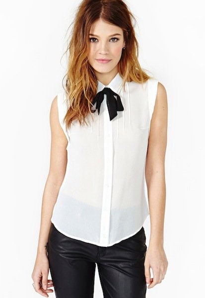 Bonjour Blouse in White/Black