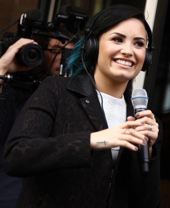 Demi Lovato outside the NRJ radio studios in Paris, France, on November 21, 2014