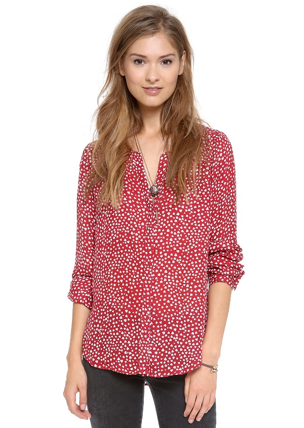 Joie Moema Scattered Hearts Blouse