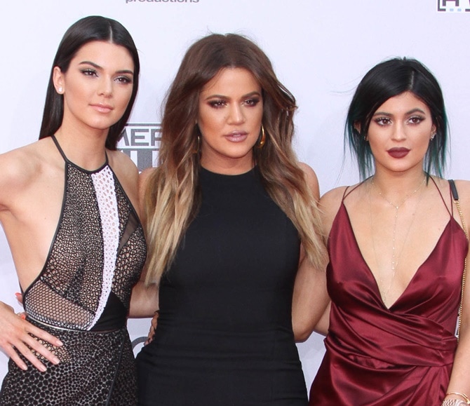 Kendall Jenner, Khloé Kardashian, and Kylie Jenner at the 2014 American Music Awards held at the Nokia Theatre in Los Angeles on November 23, 2014