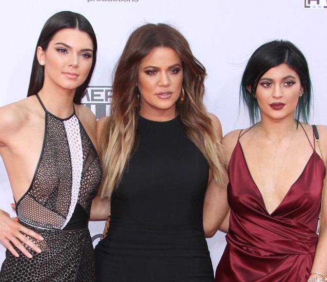 Kendall Jenner, Khloe Kardashian, and Kylie Jenner at the 2014 American Music Awards held at the Nokia Theatre in Los Angeles on November 23, 2014