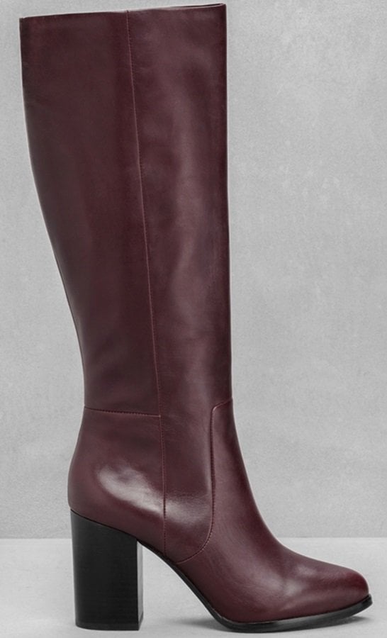 Burgundy Knee-High Leather Boots