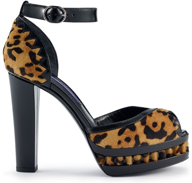 Ralph Lauren Leopard-Print Calf-Hair Sandals