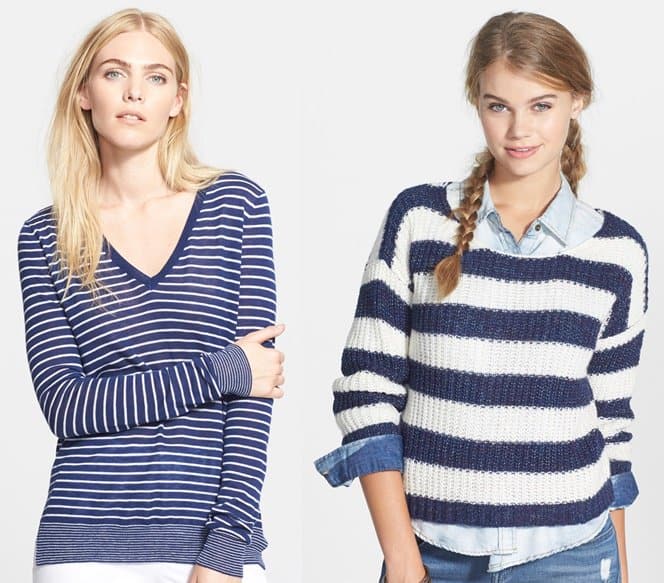 Vince Mini Stripe Sweater and Love by Design Stripe Ribbed Pullover