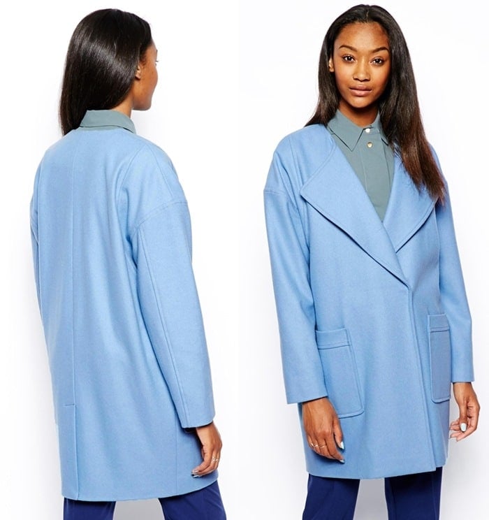 Baby Blue Double-Breasted Boyfriend Coat