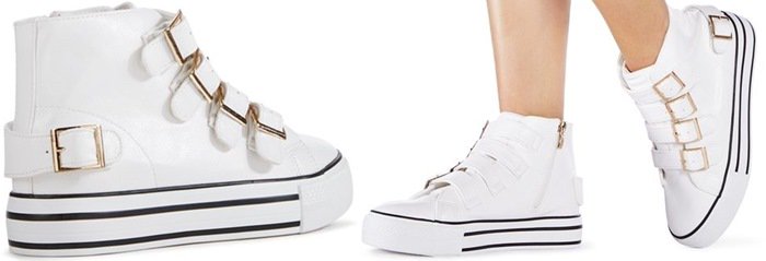 Aisling White Double-Platform Sneakers
