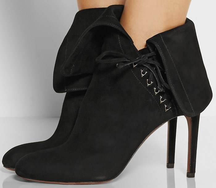 Alaia Fold-Over Suede Ankle Boots