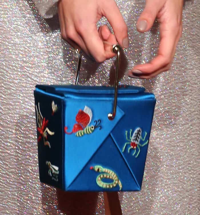 Alexa Chung's Charlotte Olympia "Take Me Away" clutch looks like Chinese takeout