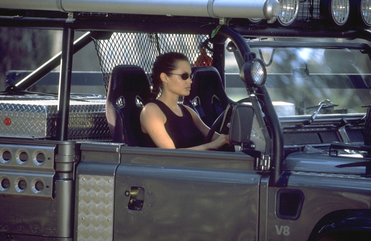 Angelina Jolie drives a Land Rover Defender in Lara Croft: Tomb Raider