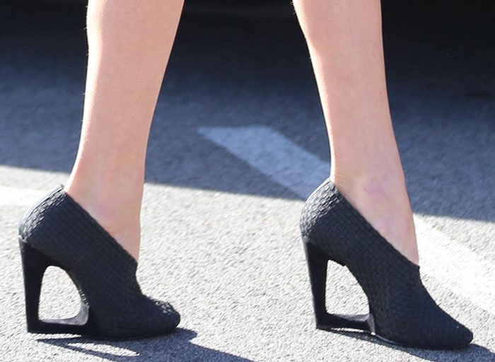 Behati Prinsloo rocks futuristic pump booties by Alexander Wang