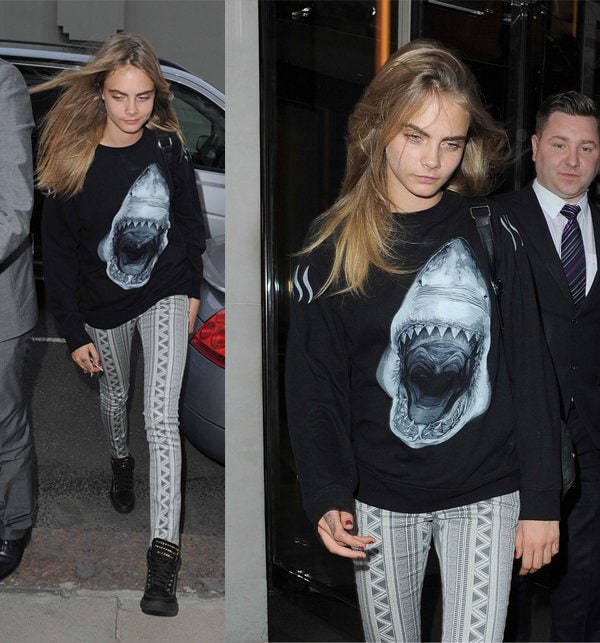 Cara Delevingne arrives at Cirque Le Soir in London on July 20, 2013