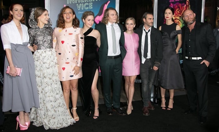 Jena Malone, Joanna Newsom, Maya Rudolph, Sasha Pieterse, Jordan Christian Hearn, Reese Witherspoon, Joaquin Phoenix, Katherine Waterston, and Keith Jardine at the premiere of Inherent Vice