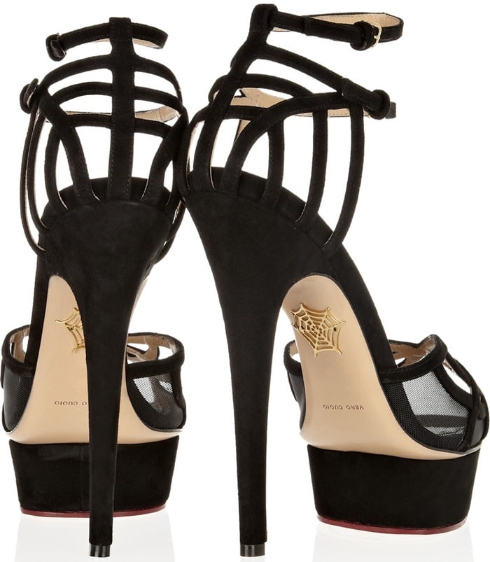 Charlotte Olympia "Octavia" Suede-and-Mesh Platform Sandals