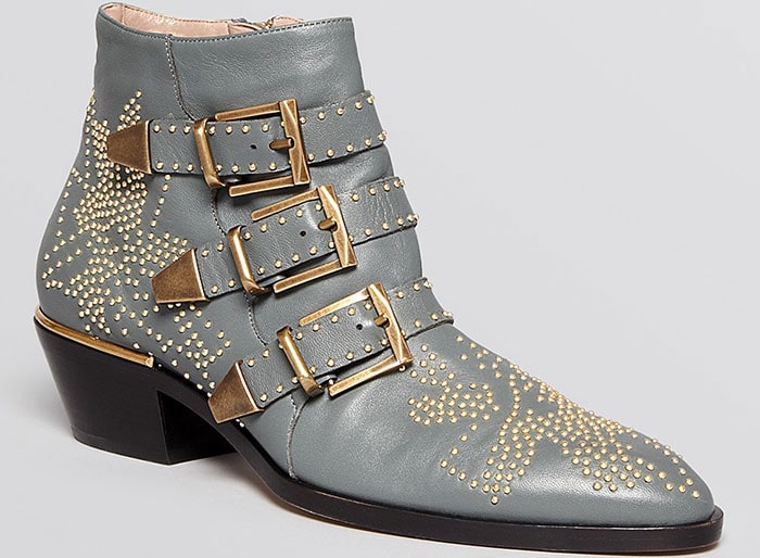 Chloe Susanna Studded Western Booties in Gray