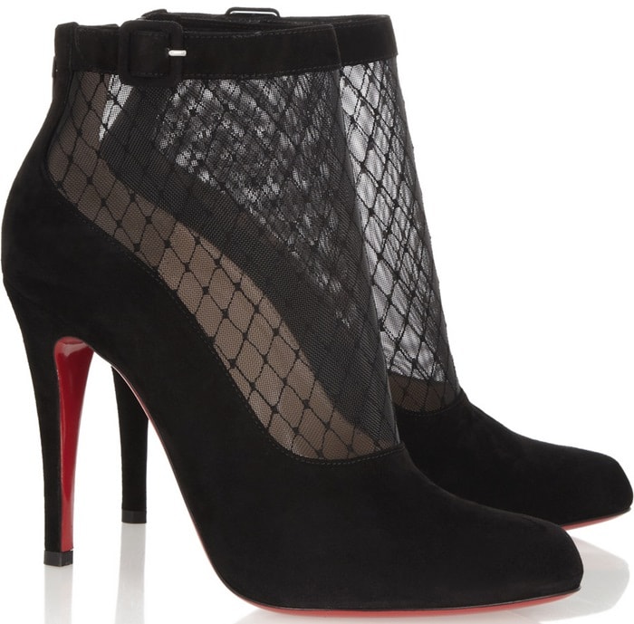 Christian Louboutin Black Resillissima 100 Suede and Mesh Ankle Boot