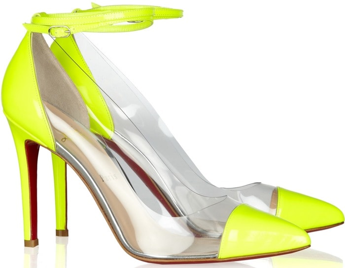 Christian Louboutin Yellow Un Bout 100 Patent Leather and Pvc Pumps