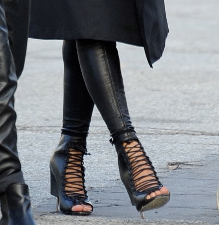 Ciara rocks bondage boots with lace-up vamps