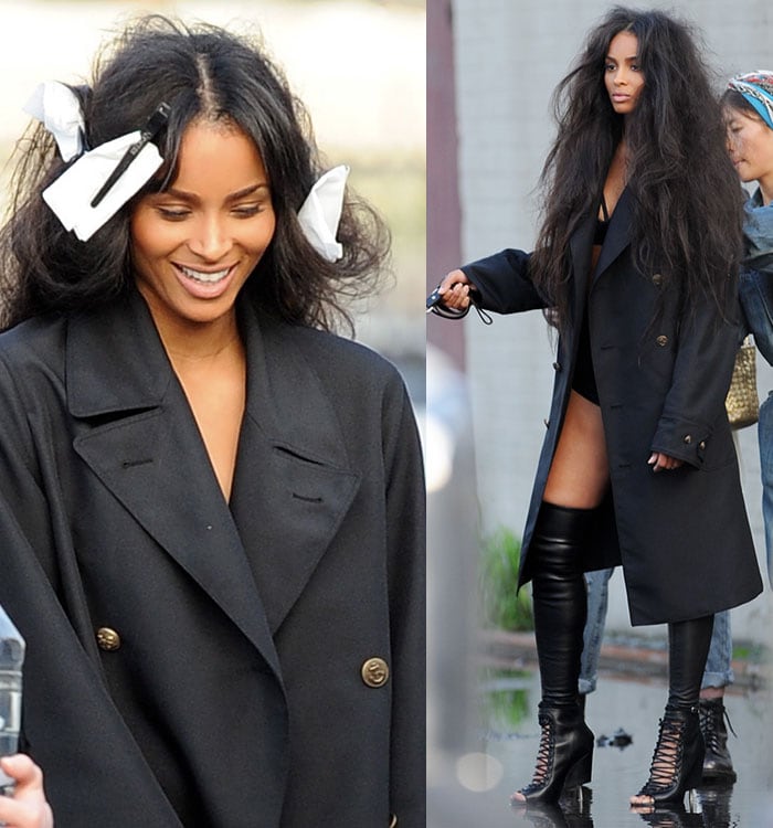 Ciara looked sexy in a risqué bondage-inspired bikini