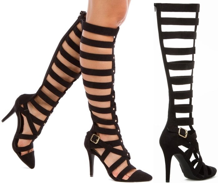 Black Diamon Gladiator Stiletto Boots