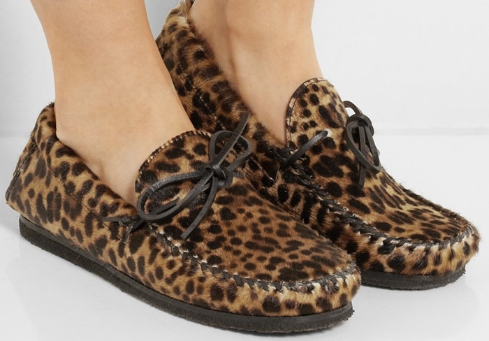 Isabel Marant Étoile Fell Leopard Print Calf-Hair Moccasins