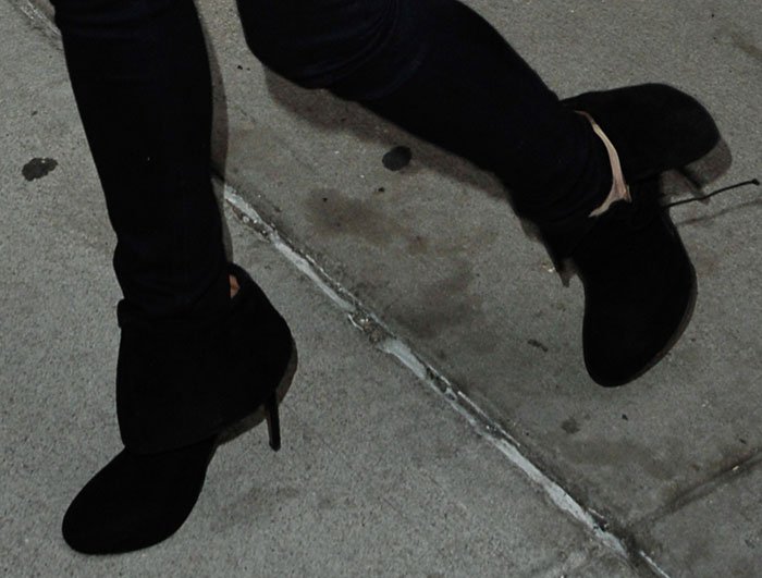 Jennifer Lawrence rocks Alaia fold-over suede ankle boots