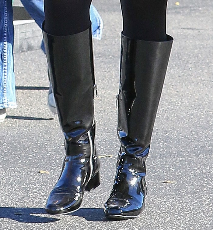 Kris Jenner's knee-high patent boots