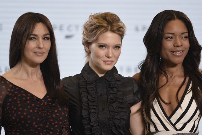 Naomie Harris, Lea Seydoux, and Monica Bellucci at the Bond 24 press conference and photo call