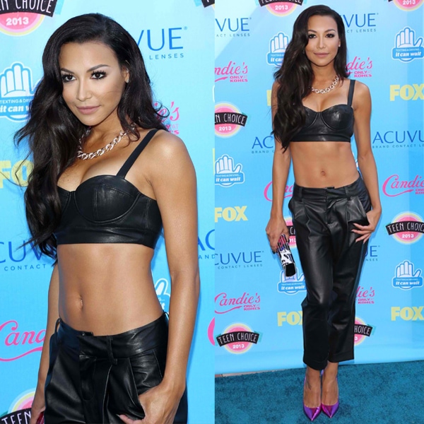 Naya Rivera's belly button and hard-earned chiseled abs