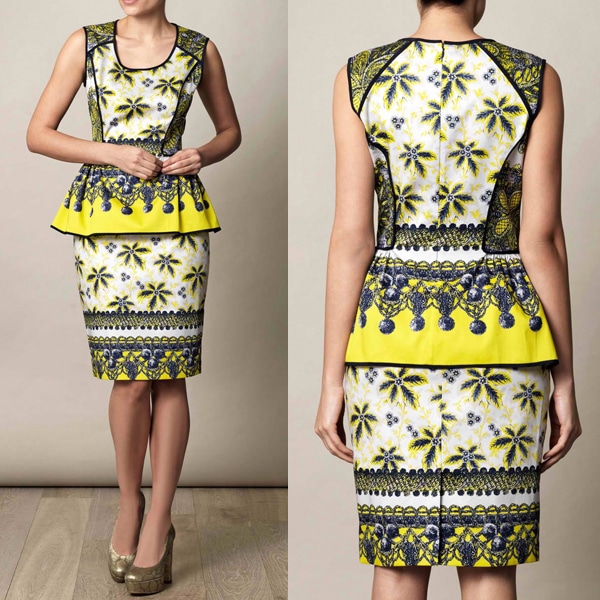 Prabal Gurung Exposed Binding Printed Peplum Top